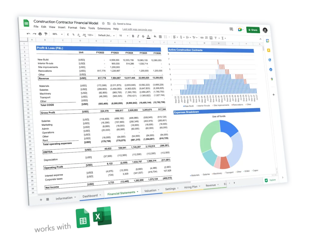 Construction Contractor Financial Model