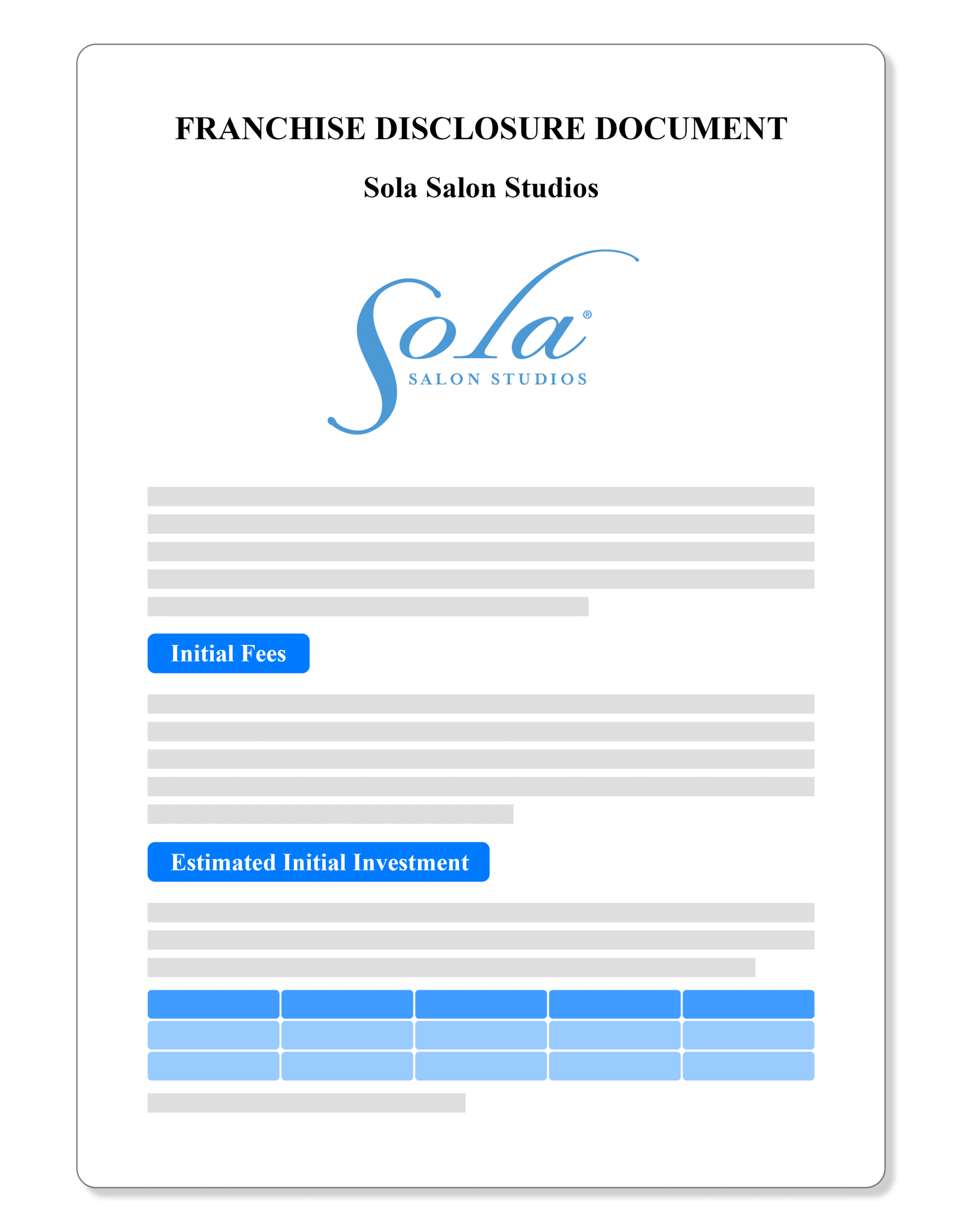 Sola Studios Franchise Disclosure Document
