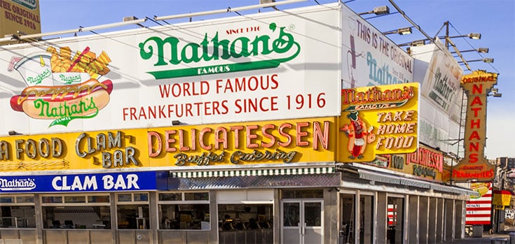 Nathan's famous franchised restaurant