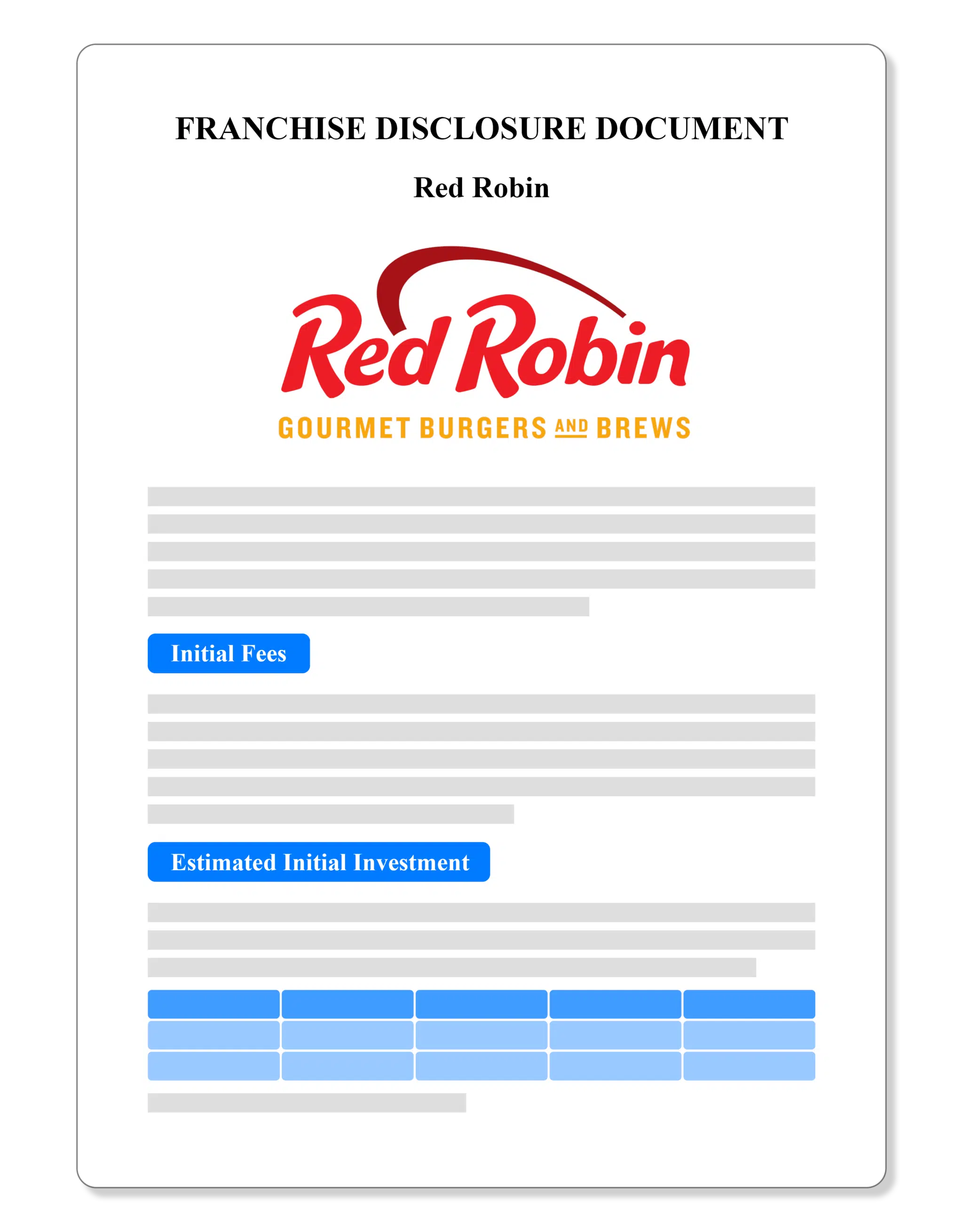 Red Robin Franchise Financial Model