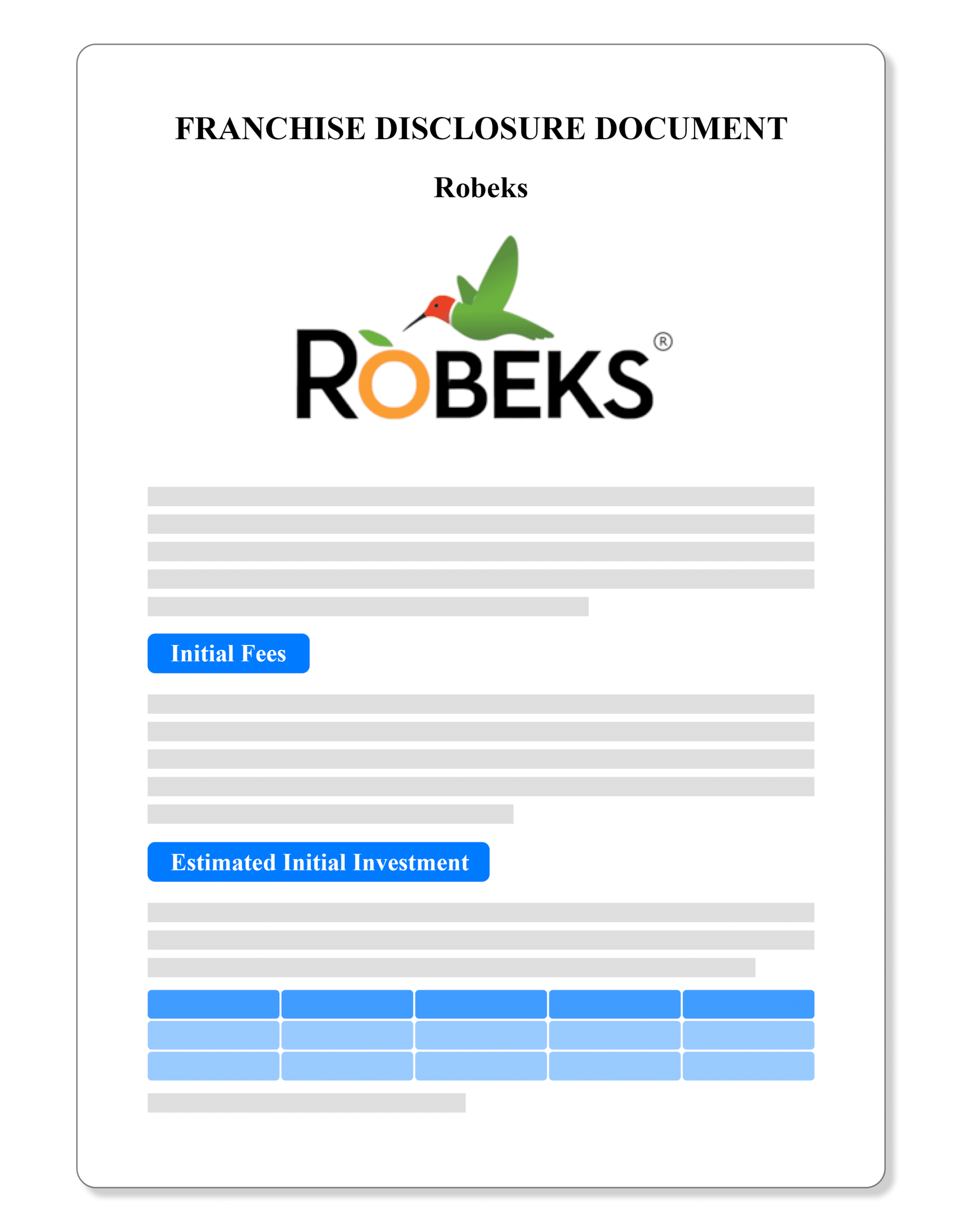 Robeks Franchise Disclosure Document