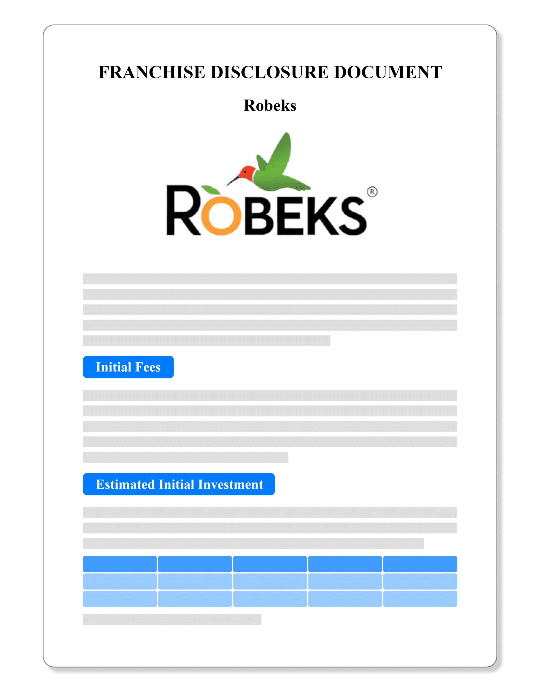 Robeks Franchise Disclosure Document 2022