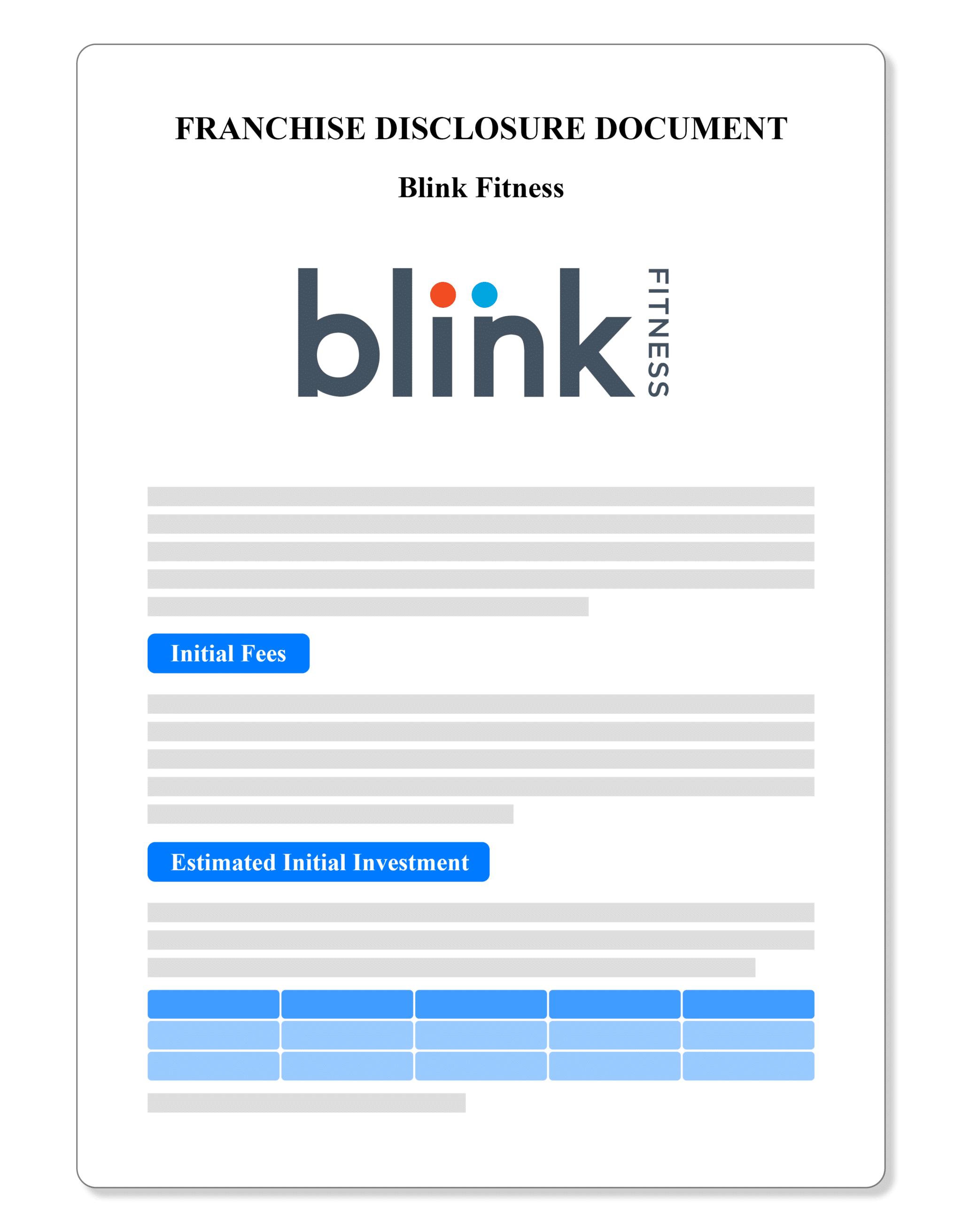 Blink Fitness Franchise Disclosure Document 2020