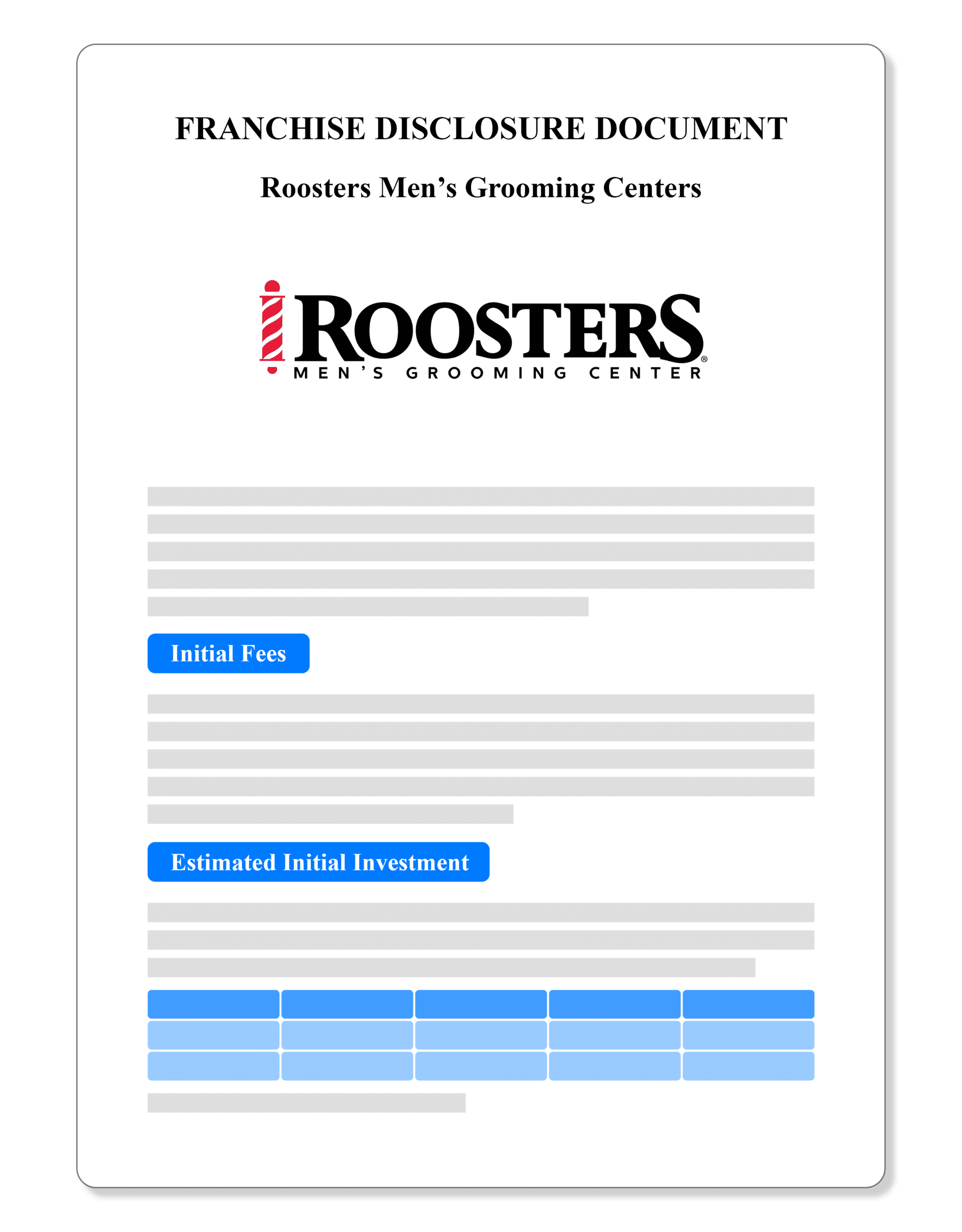 Roosters Men's Grooming Center Franchise Disclosure Document 2022