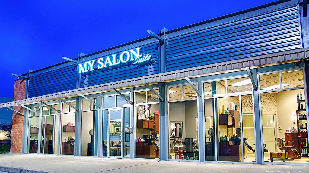 the storefront of a My Salon Suite franchised salon