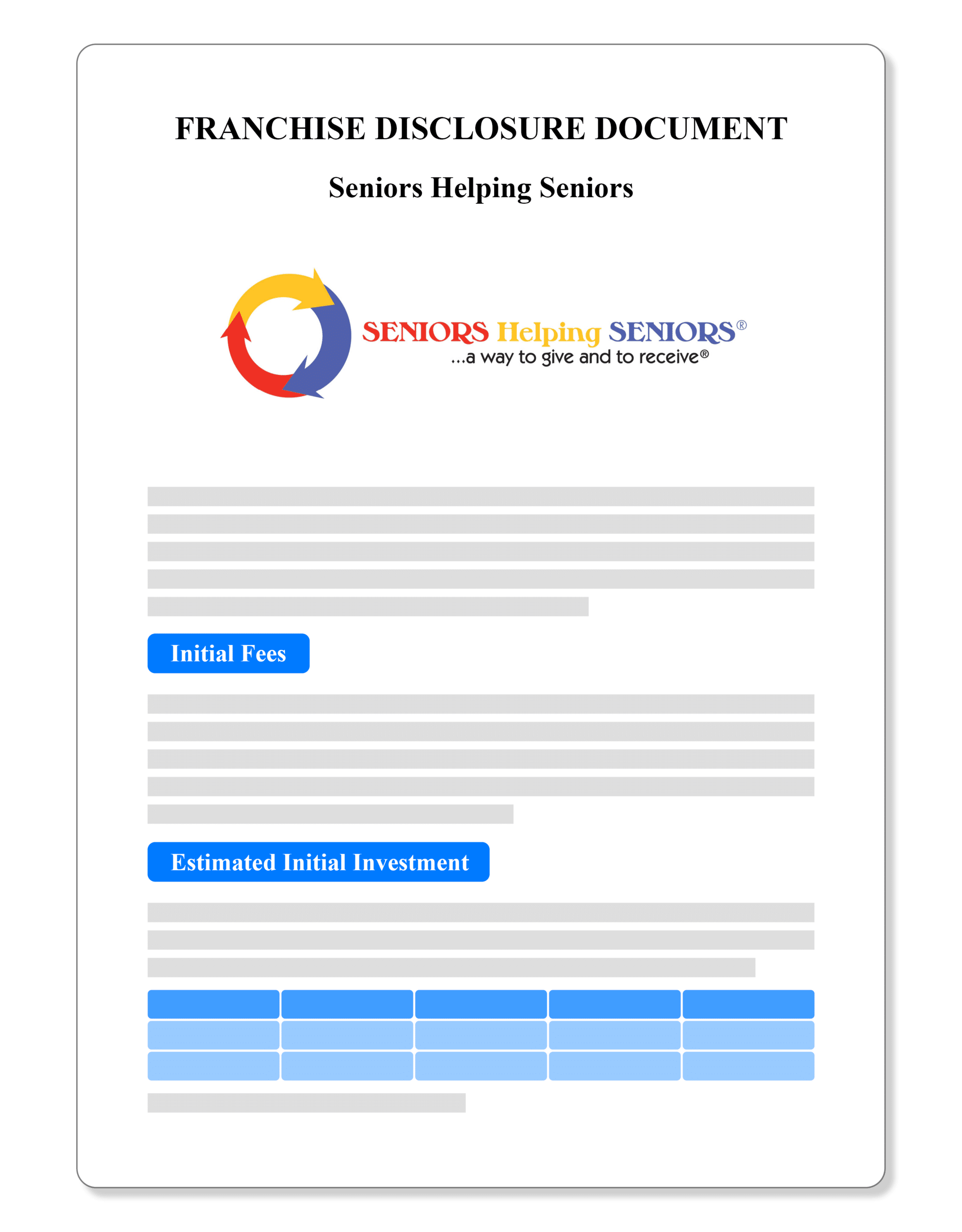 Seniors Helping Seniors Franchise Disclosure Document 2023