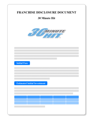 30 Minute Hit Franchise Disclosure Document 2022