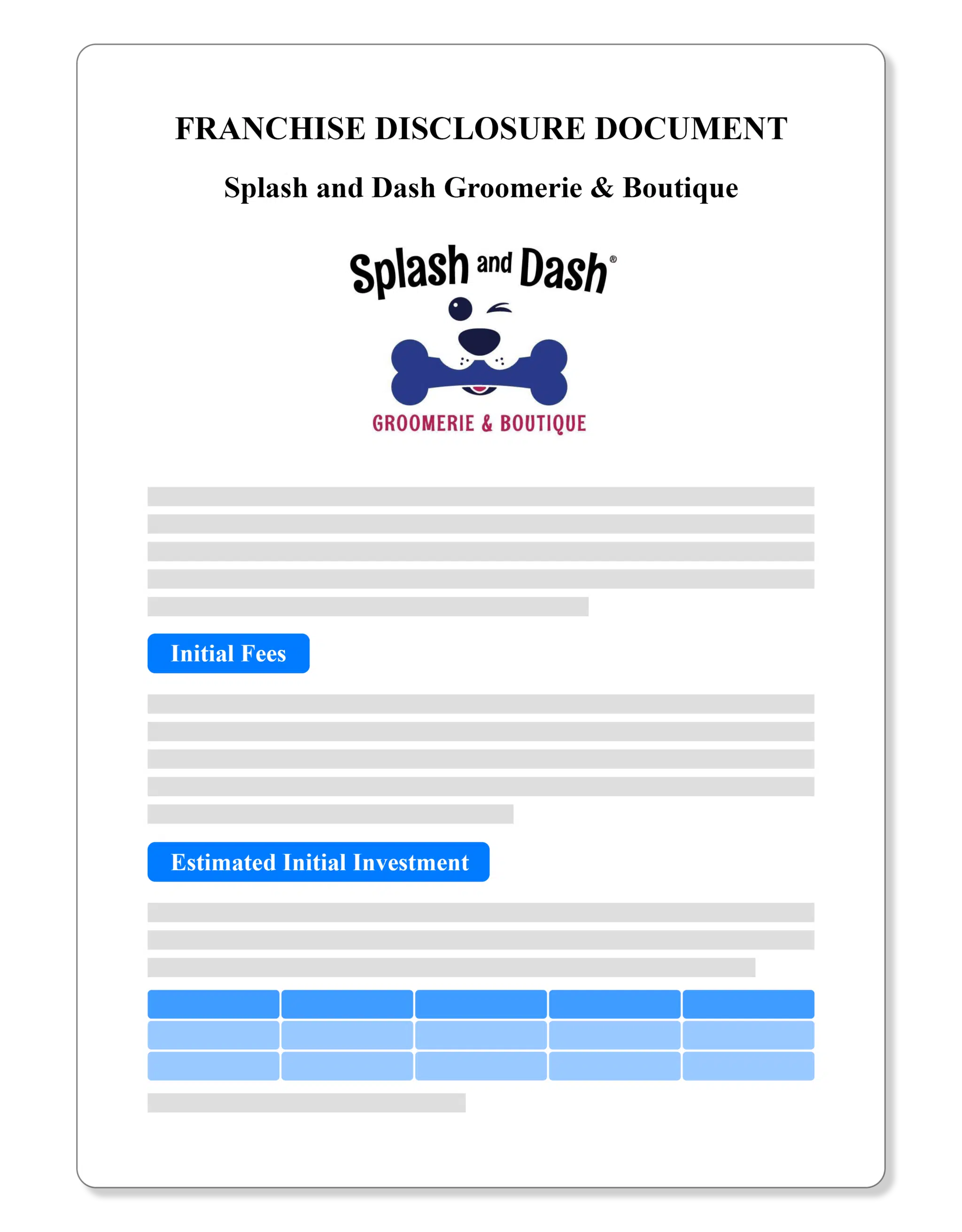 Splash and Dash Groomerie & Boutique Franchise Financial Model