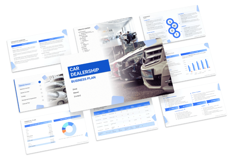 The business plan template of a car dealership