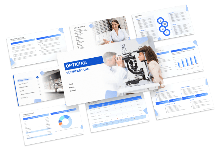 The business plan template of an optician