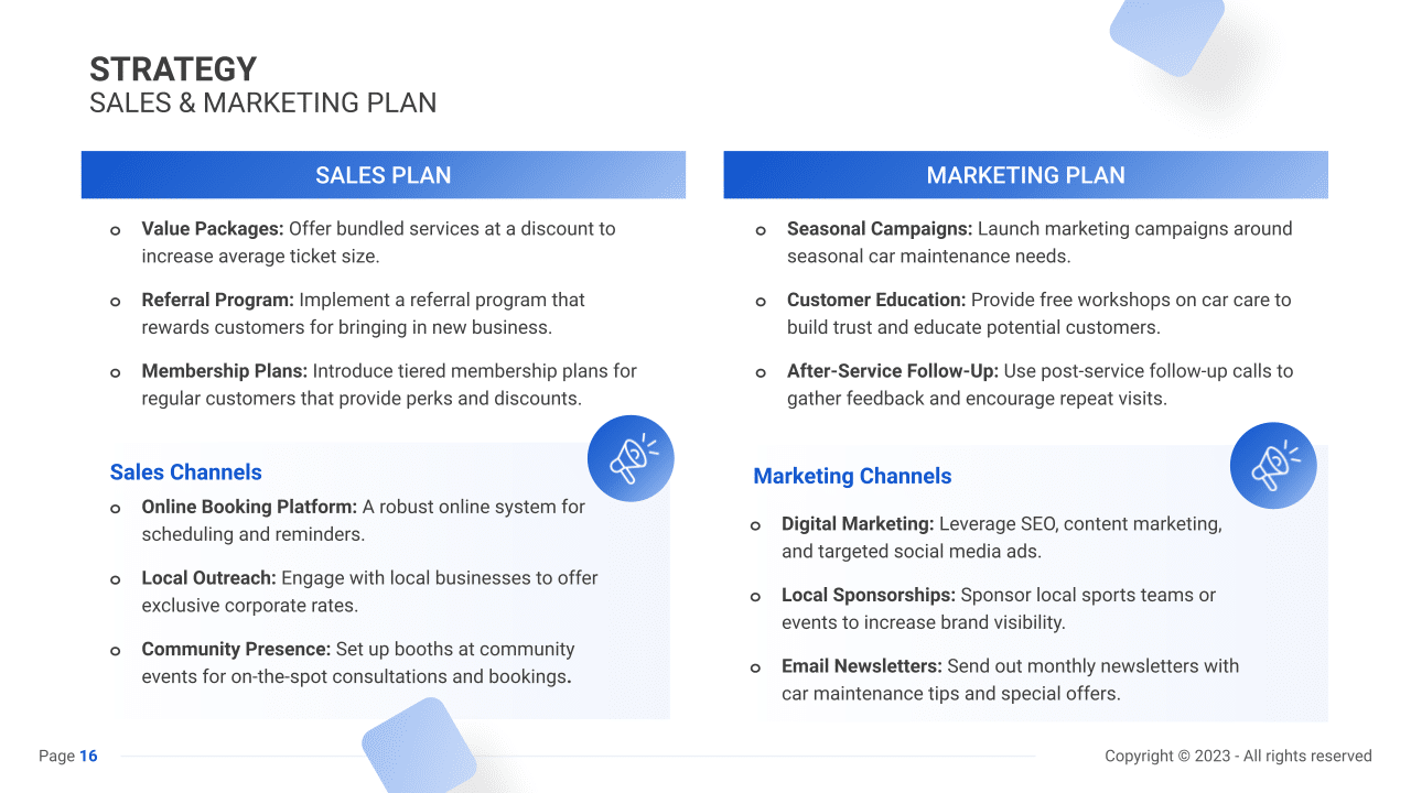 Sales & Marketing Plan for an Auto Repair Shop