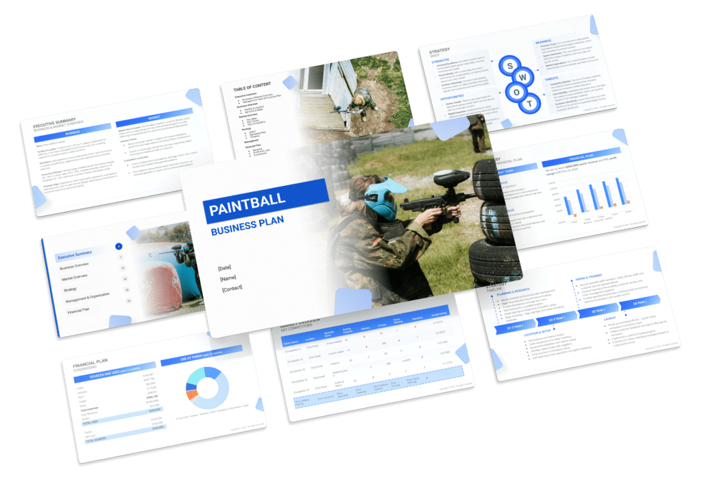 the business plan template of a Paintball business