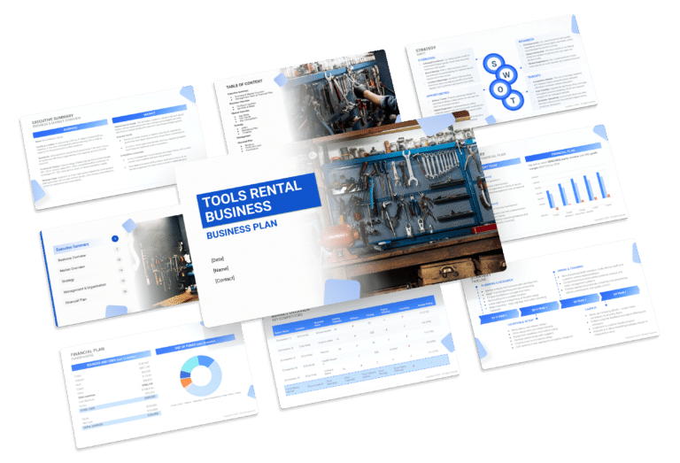 the business plan template of a tools rental business
