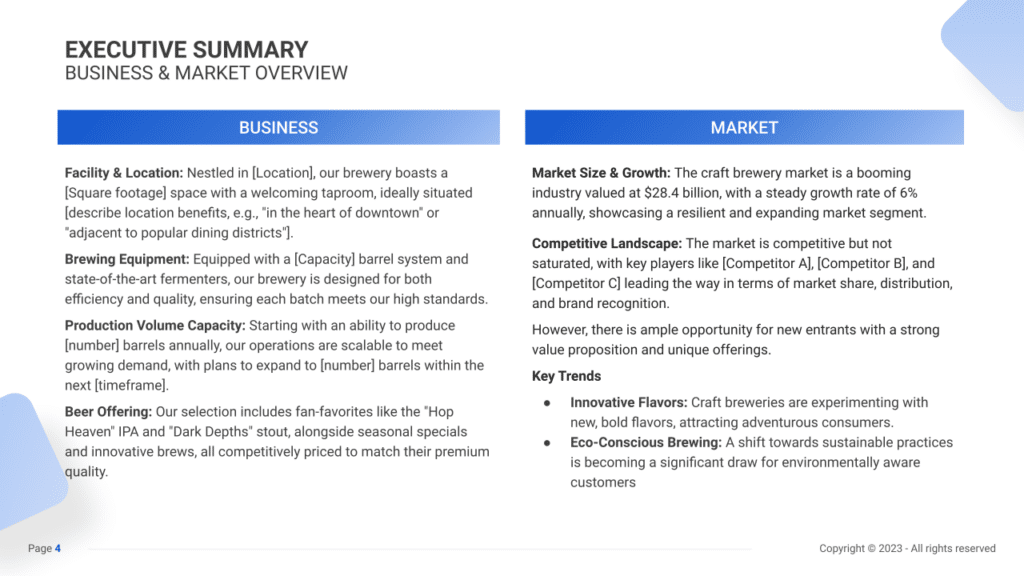 Brewery Business Plan executive summary1