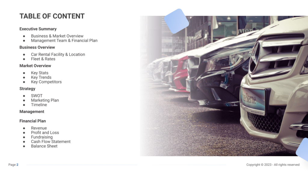 car rental business plan