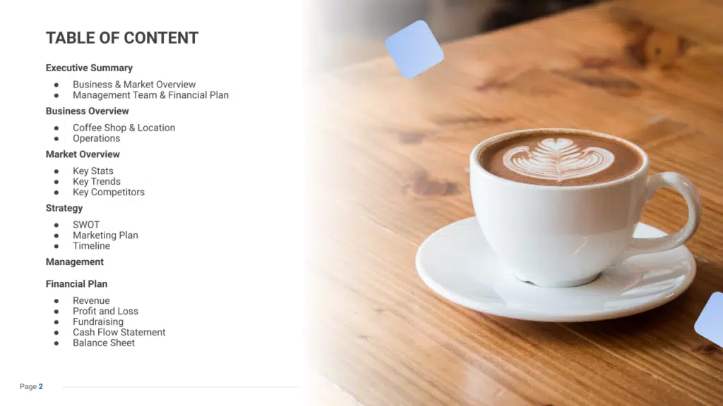 coffee shop business plan template uk