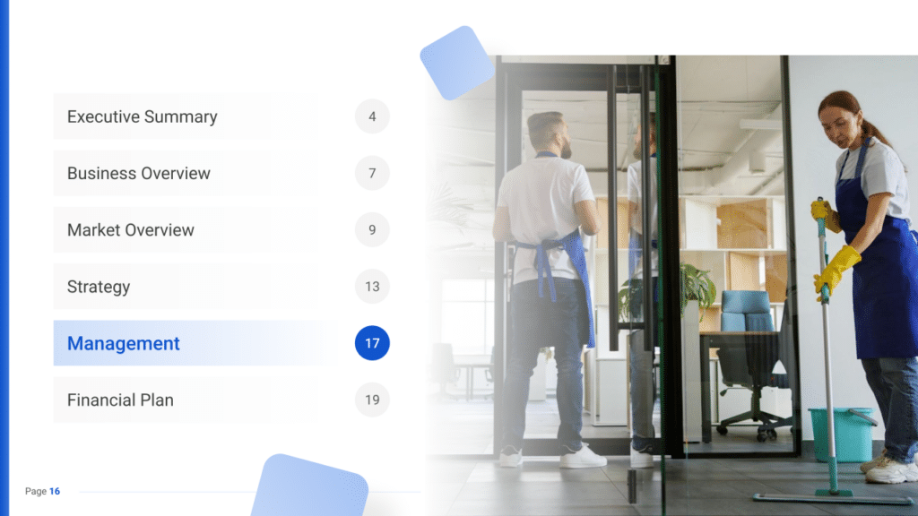 Commercial Cleaning Business Plan management