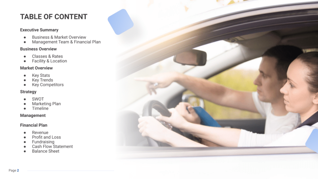 Driving school business plan