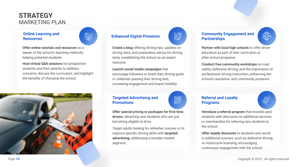 Driving School Business Plan marketing plan