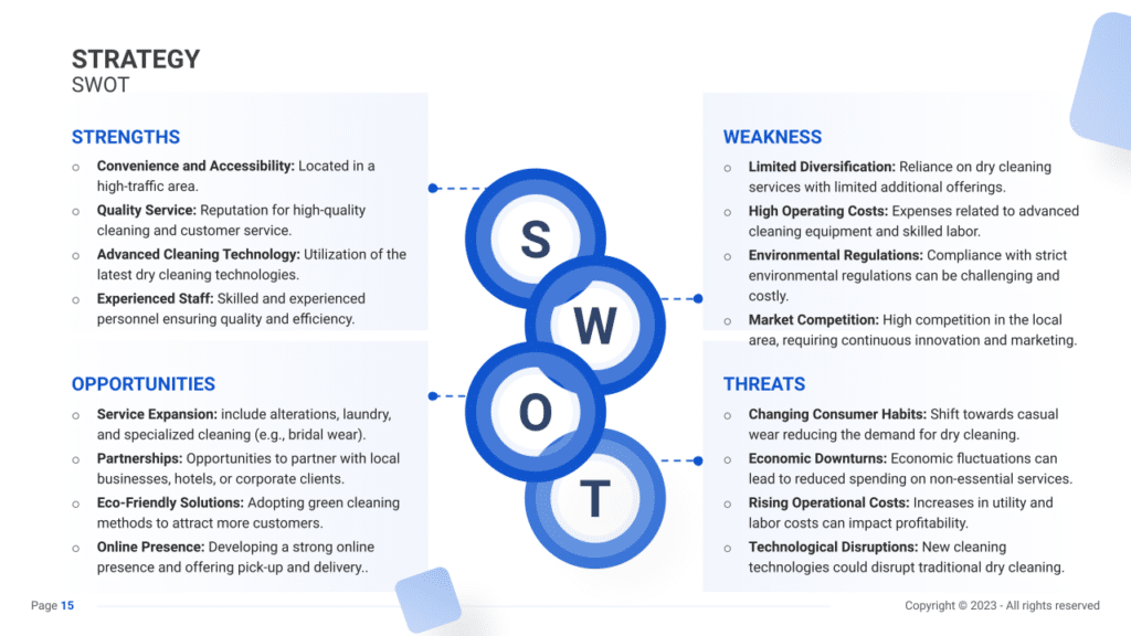 Dry Cleaning Business Plan SWOT