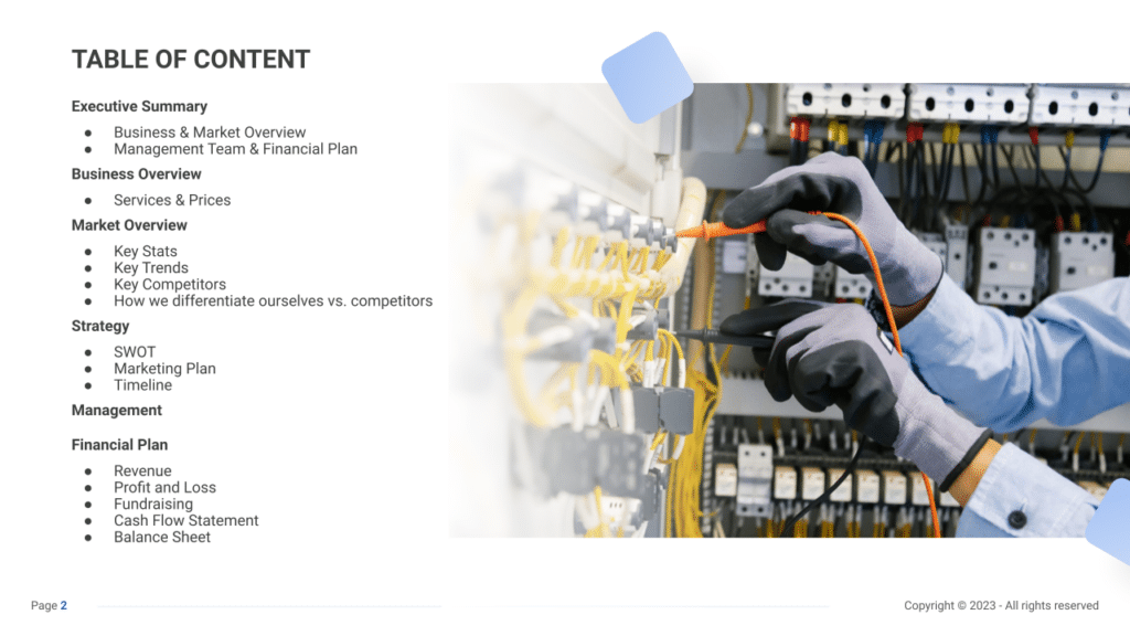 Electrician Business Plan