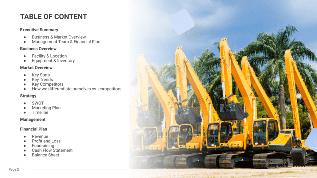 Equipment Rental business plan