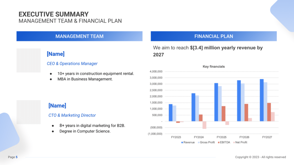 Equipment Rental Business Plan executive summary2