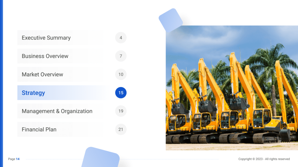 Equipment Rental Business Plan strategy
