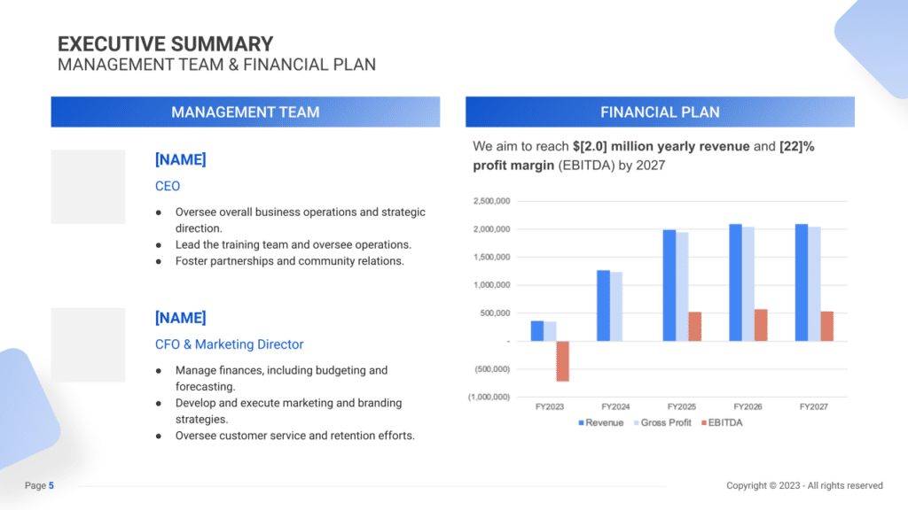 business plan gym exec summary 2