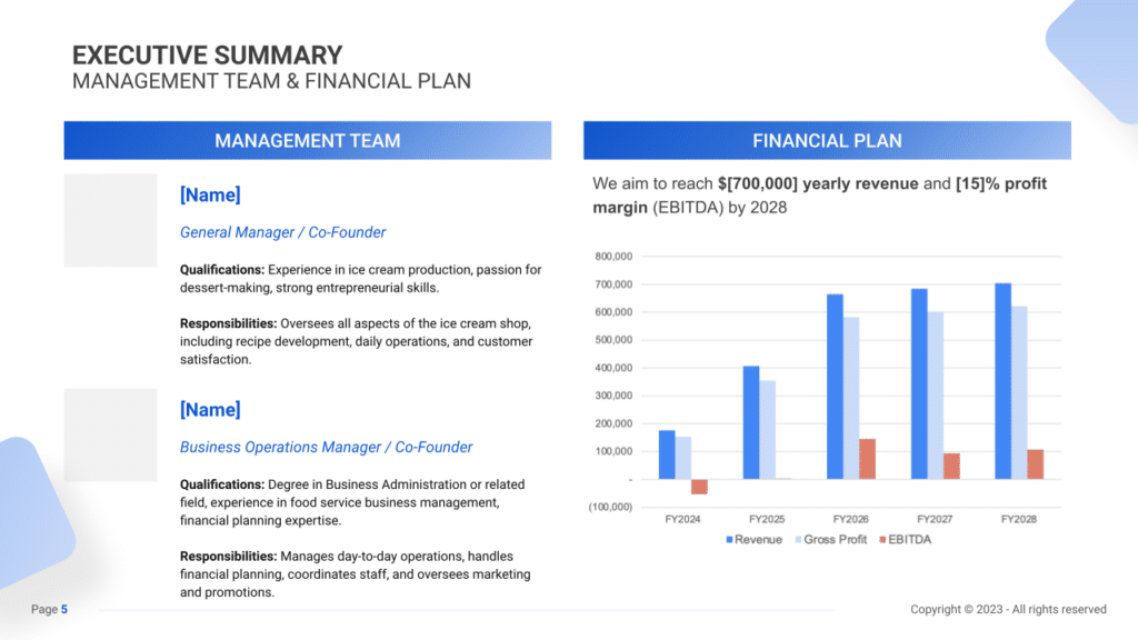 Ice Cream Shop Business Plan executive summary2