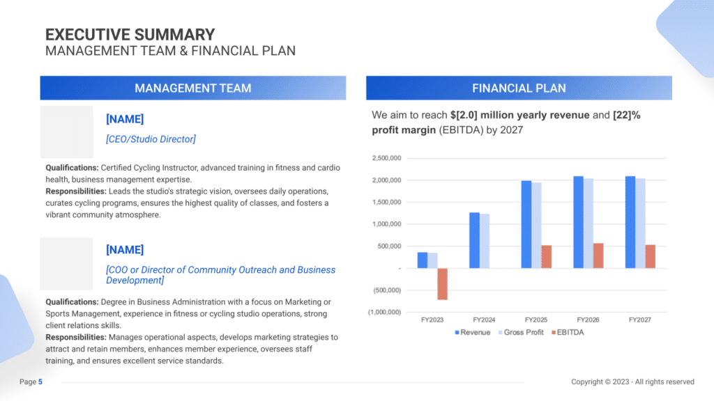 business plan indoor cycling exec summary 2