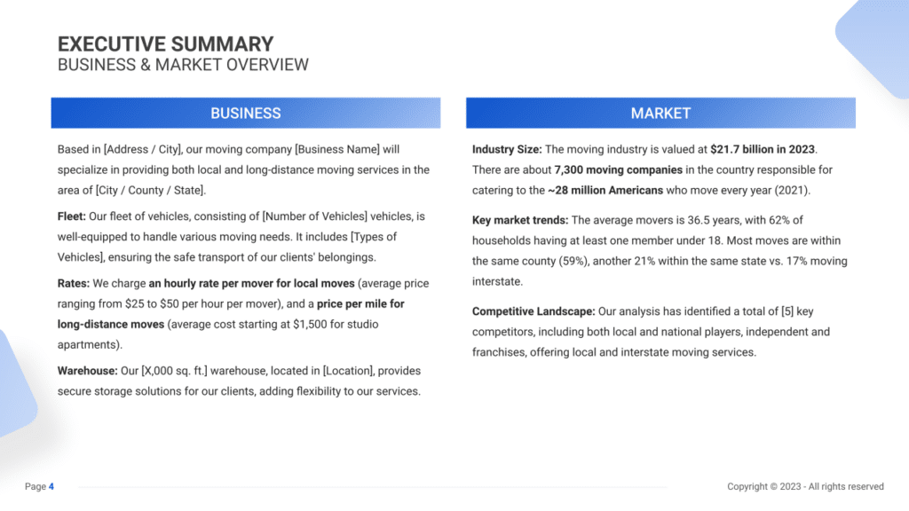 Moving Business Plan executive summary1