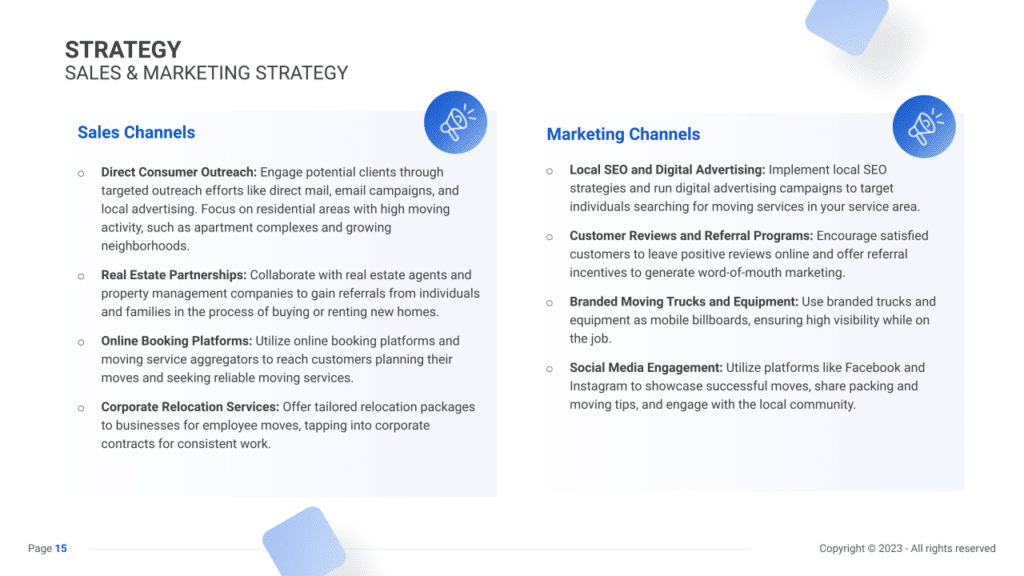 Moving Business Plan marketing plan
