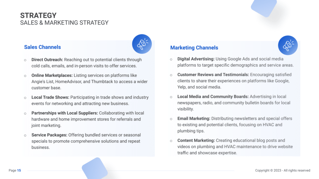 Plumbing&HVAC Business Plan marketing plan