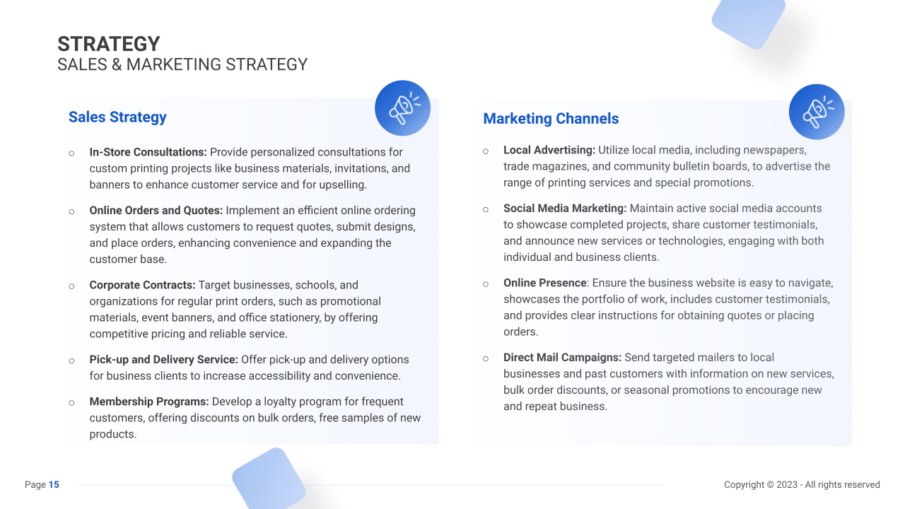 Printing Business Plan PDF Example SharpSheets