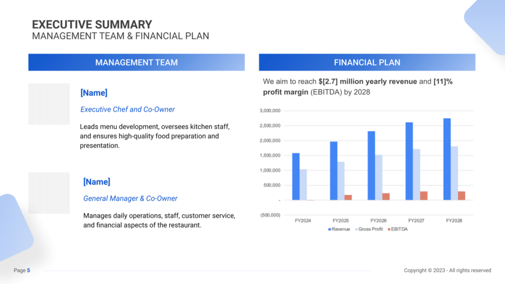 Restaurant Business Plan executive summary2
