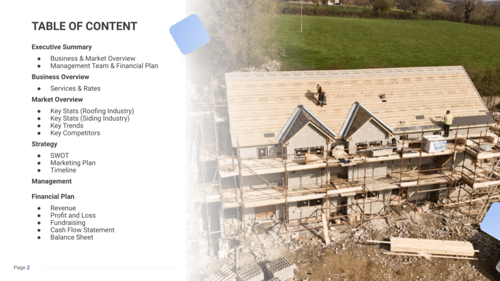 Roofing/siding business plan