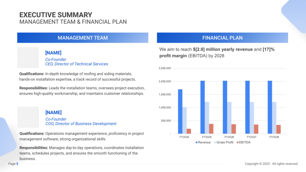 Roofing/Siding Business Plan executive summary2