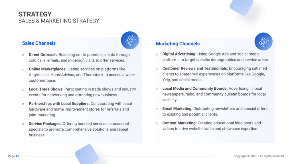 Roofing/Siding Business Plan marketing plan