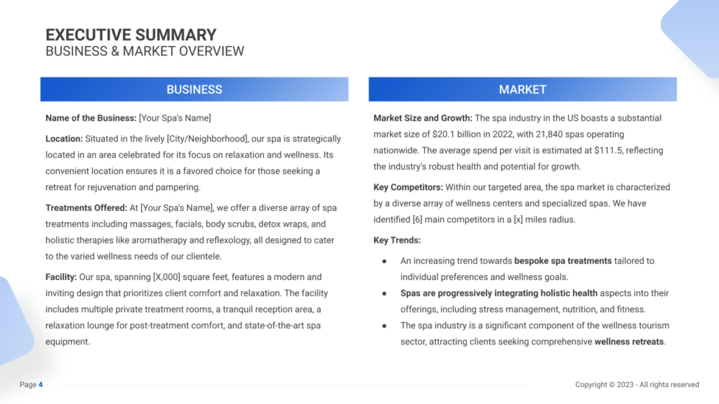 Spa Business plan executive summary1