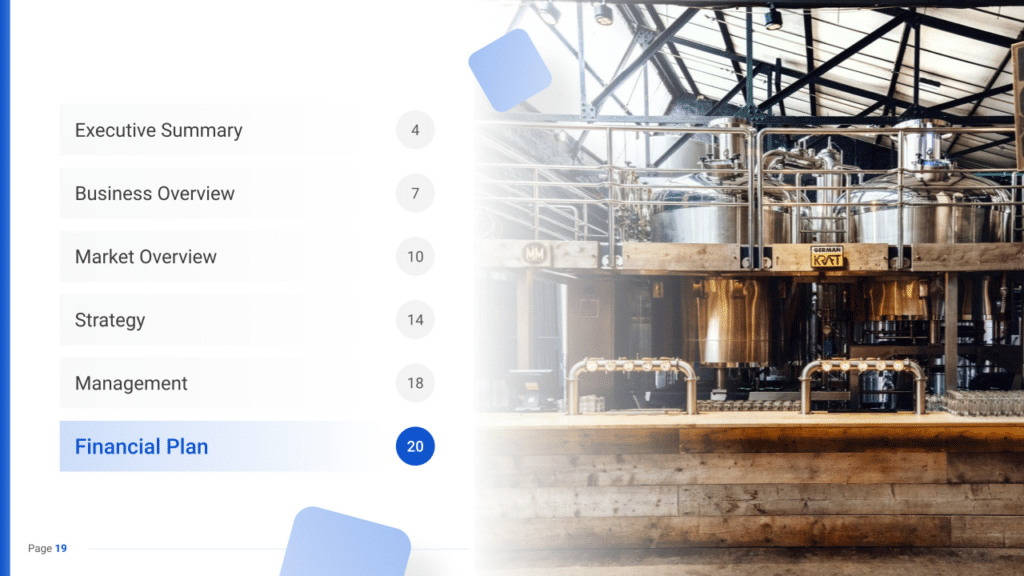 Taproom Business Plan financial plan