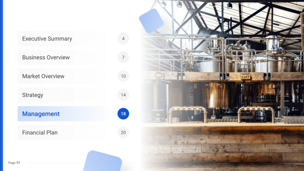 Taproom Business Plan management