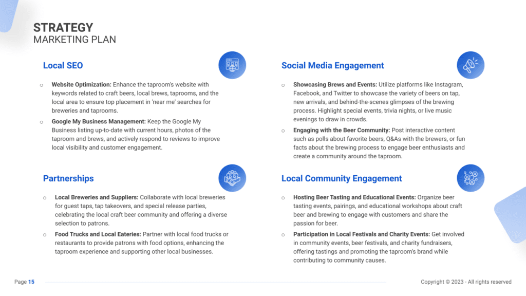 Taproom Business Plan marketing plan