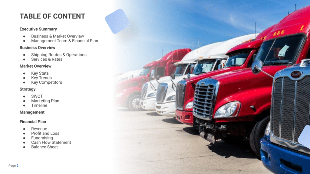 Trucking business plan