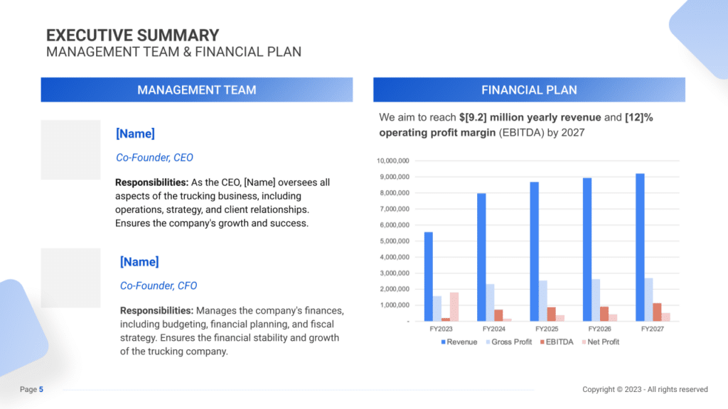 Trucking Business Plan executive summary2