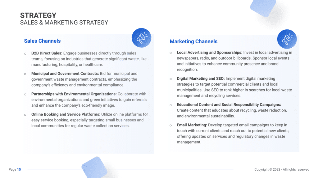 Waste Management Business Plan marketing plan