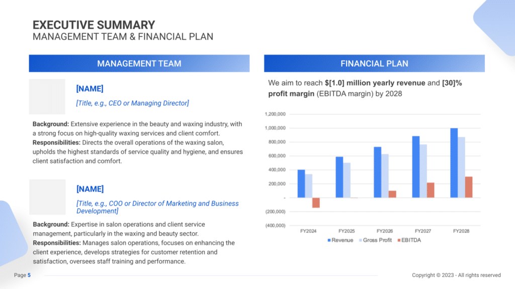 waxing salon business plan exec summary 2