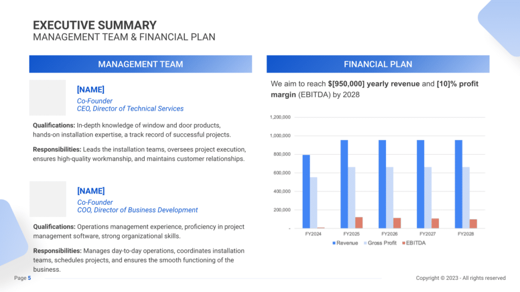 Window/Door Installation Business Plan executive summary2