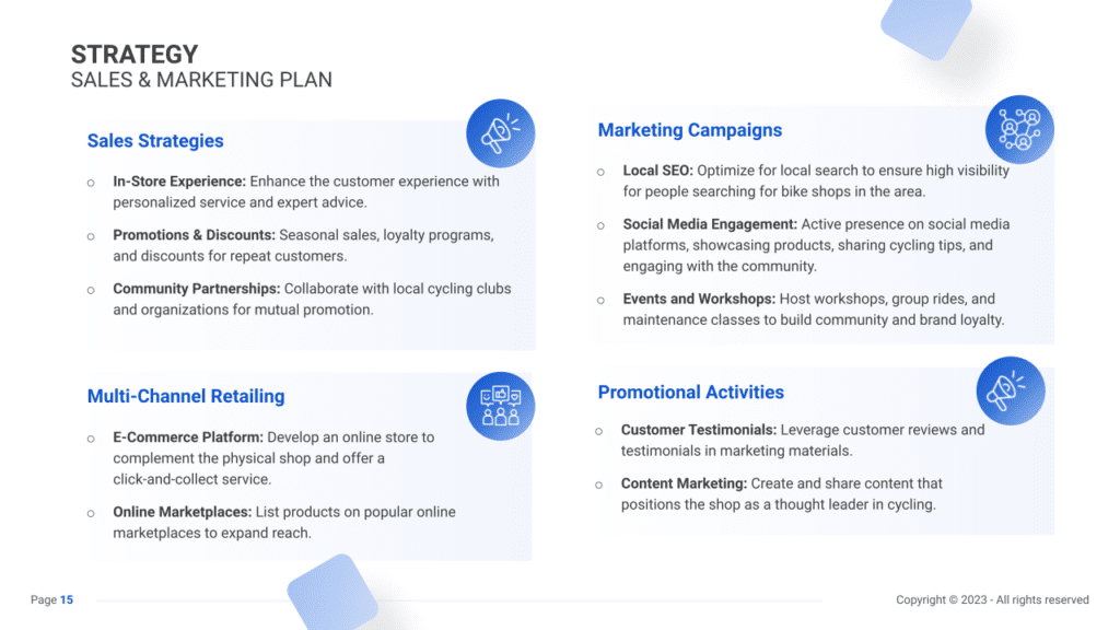 Bike Shop Business Plan marketing plan