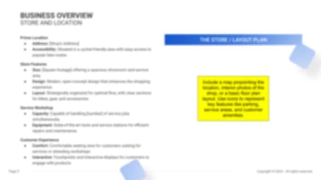 Bike Shop Business Plan PDF Example store and location